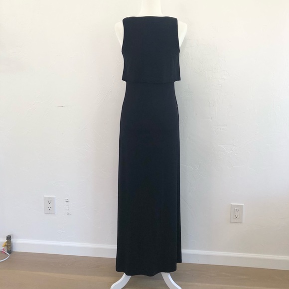 ⭐️Calvin Klein⭐️Black 54" Long Maxi Sleeveless Ruched Beach Evening Dress Size 6 - Picture 8 of 16